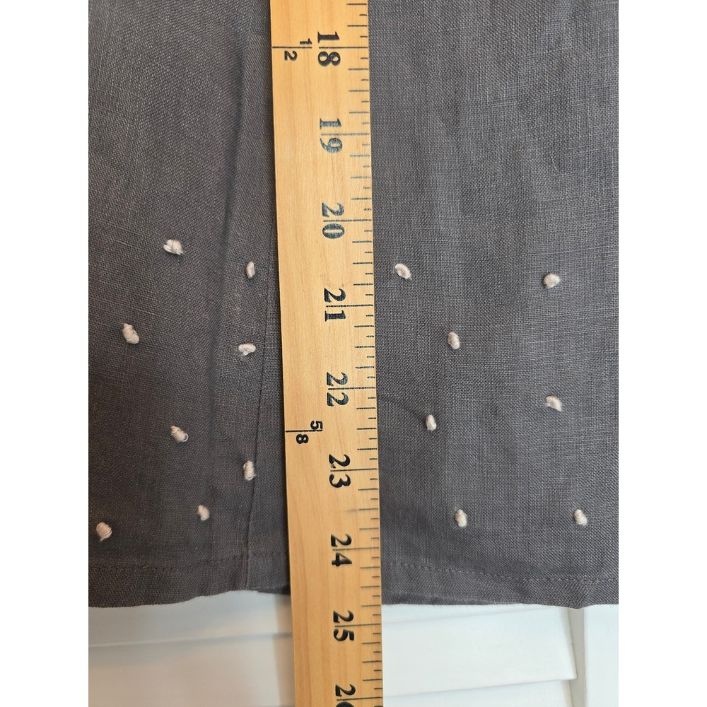 BODEN Linen A Line Skirt Sz 8L Gray Raised Embroidered Swiss Dots Preppy Coastal - Picture 11 of 12